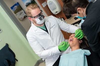 Dr. Caesar working on a dental emergency patient, west chester oh